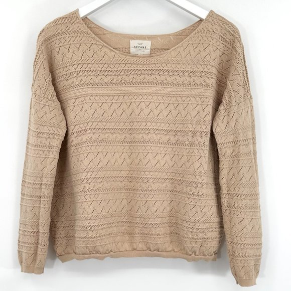 Sezane Sweaters - Sezane Light Beige Textured Sweater